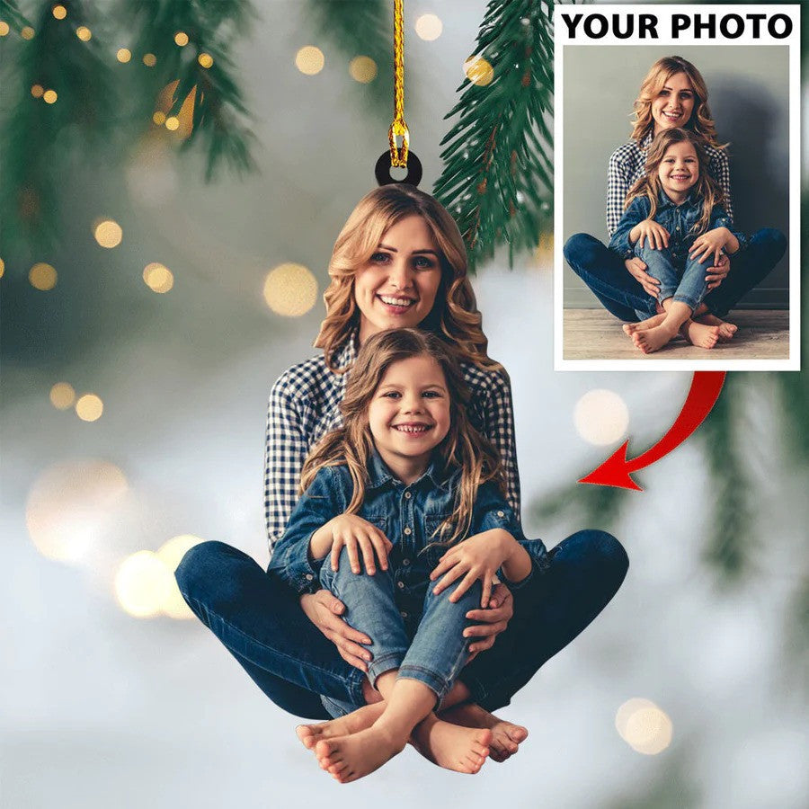 Custom Photo Father And Daughter Christmas Ornament for Family Tree Hanging Decor OO4423