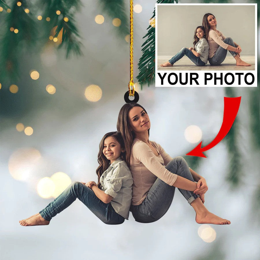 Custom Photo Father And Daughter Christmas Ornament for Family Tree Hanging Decor OO4423