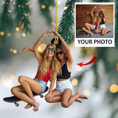 Custom Photo Sister Christmas Ornament, Gift for Sister Acrylic Ornament for Her OO4421