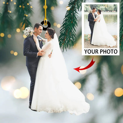 Custom Photo Couple Ornament, Married, Newlywed Couple Christmas Ornament, Gift for Husband and Wife SO0571