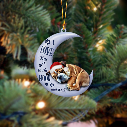 Bulldog I Love You To The Moon And Back Christmas Ornament OO4410