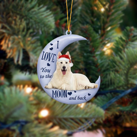 White german shepherd I Love You To The Moon And Back Christmas Ornament OO4415