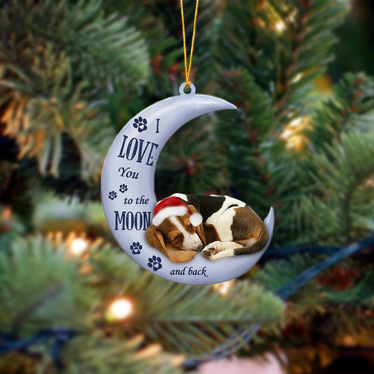 Basset hound I Love You To The Moon And Back Christmas Ornament OO4401