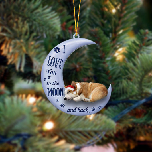 corgi. I Love You To The Moon And Back Christmas Ornament OO4399