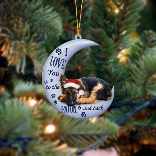 German shepherd I Love You To The Moon And Back Christmas Ornament OO4395