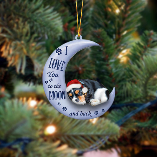 Cavalier King Charles Spaniel. I Love You To The Moon And Back Christmas Ornament OO4394