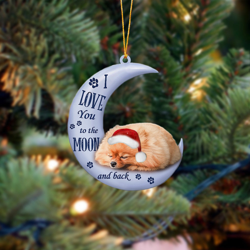 Pomeranian I Love You To The Moon And Back Christmas Ornament OO4382