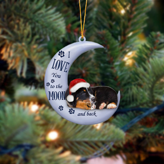 Bernese Mountain Dog I Love You To The Moon And Back Christmas Ornament OO4371