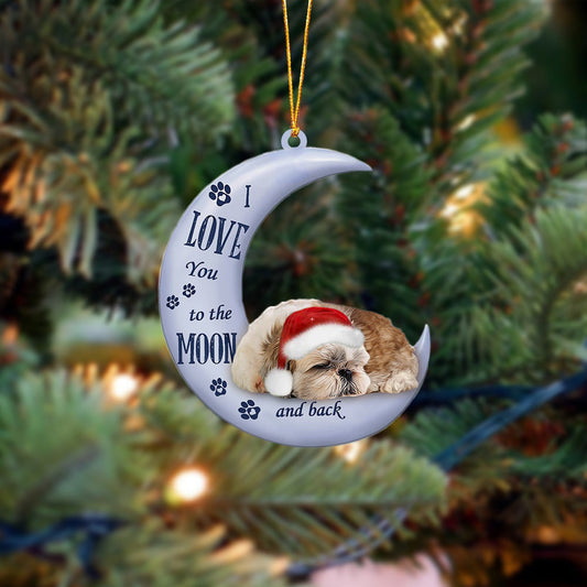 Shih tzu I Love You To The Moon And Back Christmas Ornament SO1307