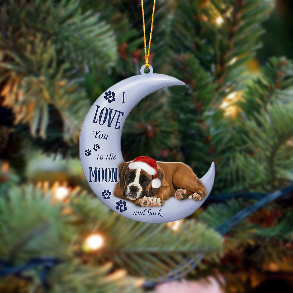 Boxer I Love You To The Moon And Back Christmas Ornament OO4373