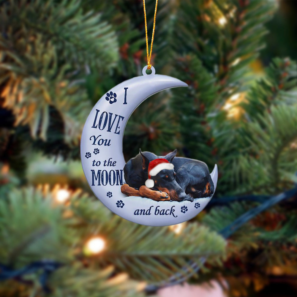 Doberman Pinscher I Love You To The Moon And Back Christmas Ornament OO4361