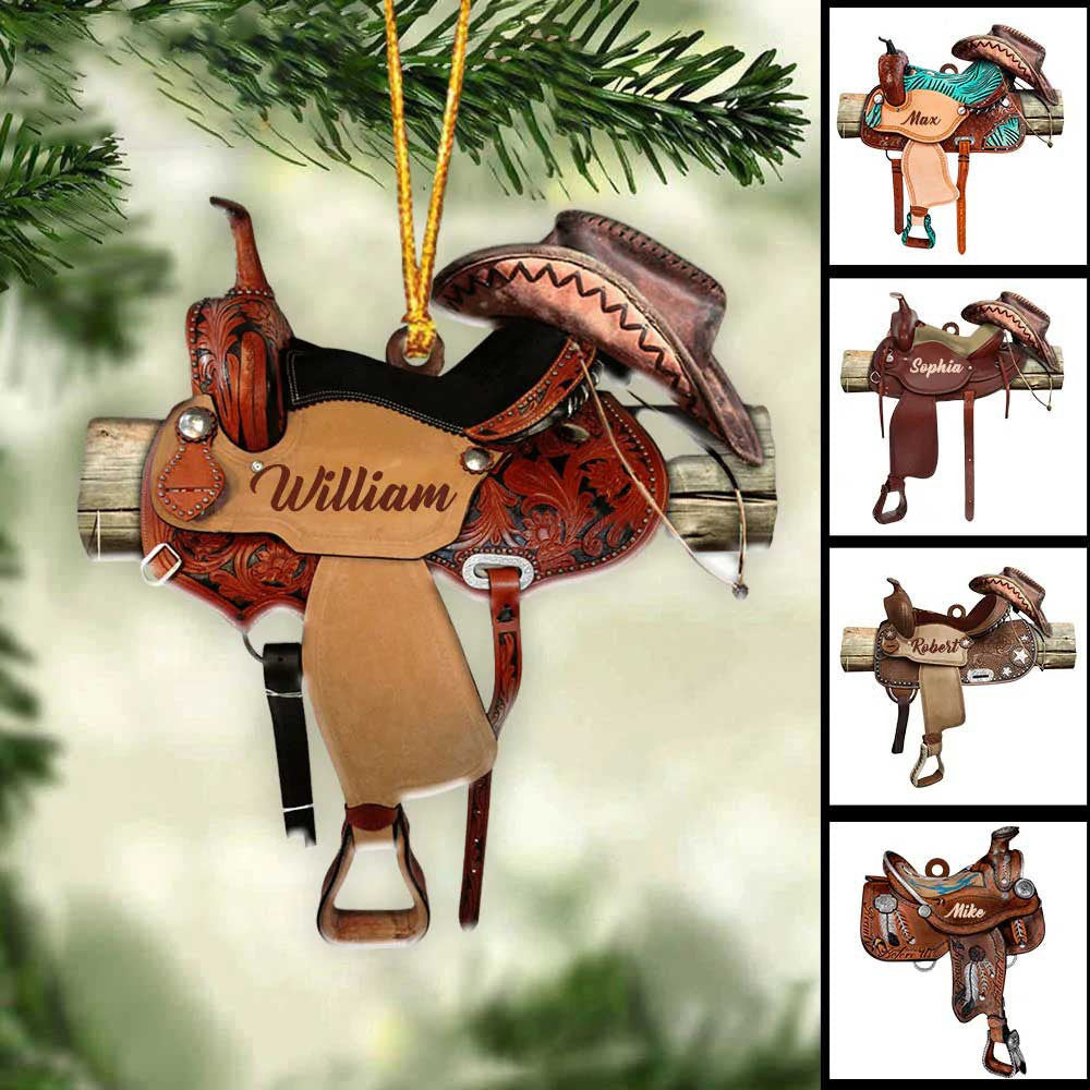 Personalized Horse Saddle Ornament For Horse Lovers, Cowboy Cowgirl OO4360