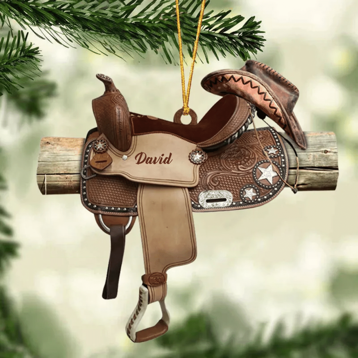 Personalized Horse Saddle Ornament For Horse Lovers, Cowboy Cowgirl OO4360