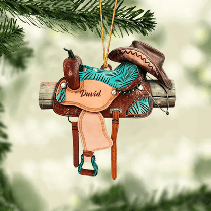 Personalized Horse Saddle Ornament For Horse Lovers, Cowboy Cowgirl OO4360