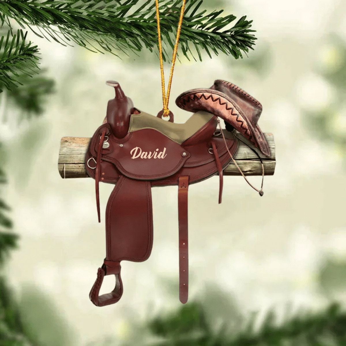 Personalized Horse Saddle Ornament For Horse Lovers, Cowboy Cowgirl OO4360