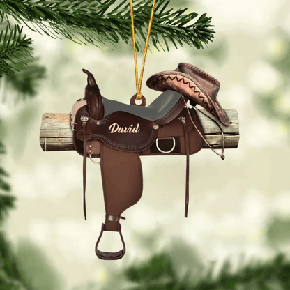 Personalized Horse Saddle Ornament For Horse Lovers, Cowboy Cowgirl OO4360