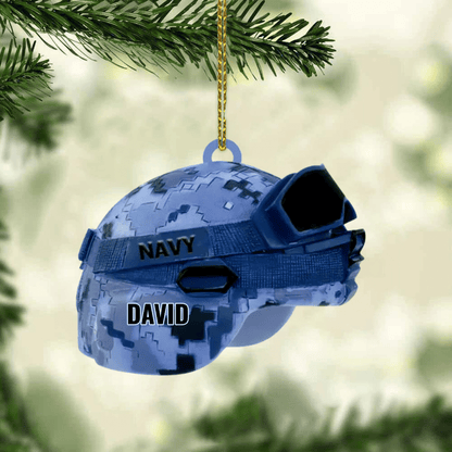 Military Helmet Personalized Cut Ornament Gift For Veteran, Christmas Ornament for Dad Veteran's Day OO4359