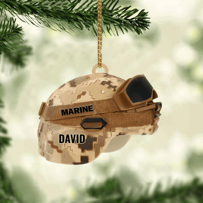 Military Helmet Personalized Cut Ornament Gift For Veteran, Christmas Ornament for Dad Veteran's Day OO4359