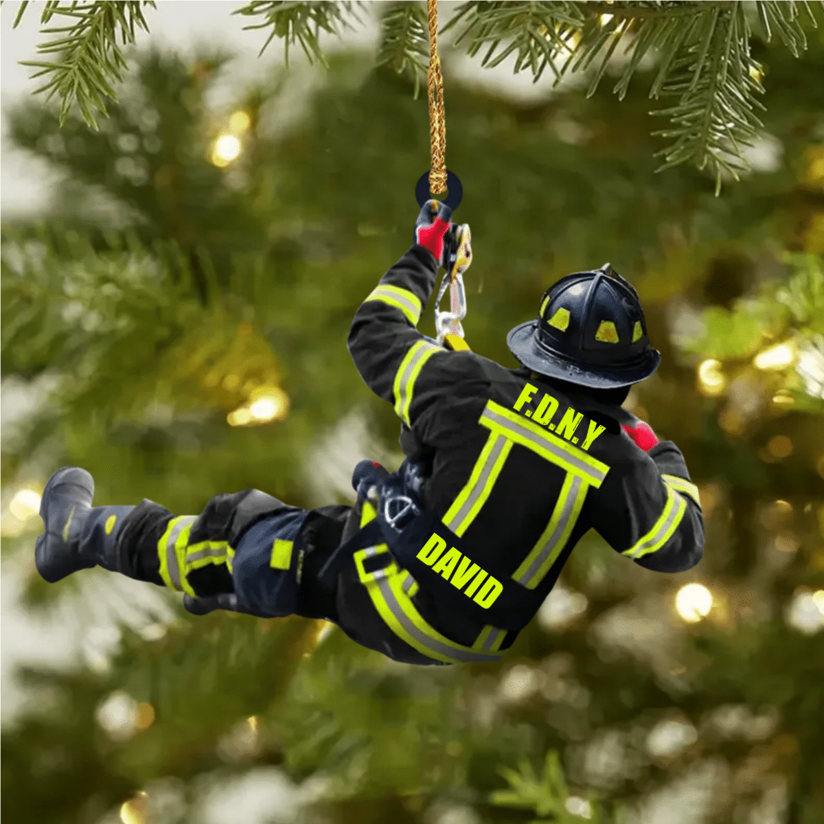 Personalized Firefighter Christmas -Two Sided Ornament for Fireman, Gift for Dad and Mom Christmas Firefighter Ornament OO4358