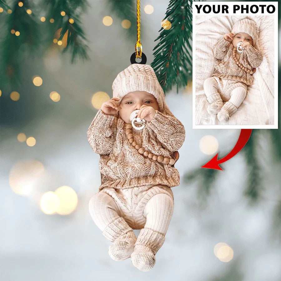 Custom Photo Ornament Christmas - Baby Cute for Baby New Born Christmas Gift SO1306