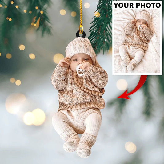 Custom Photo Ornament Christmas - Baby Cute for Baby New Born Christmas Gift SO1306