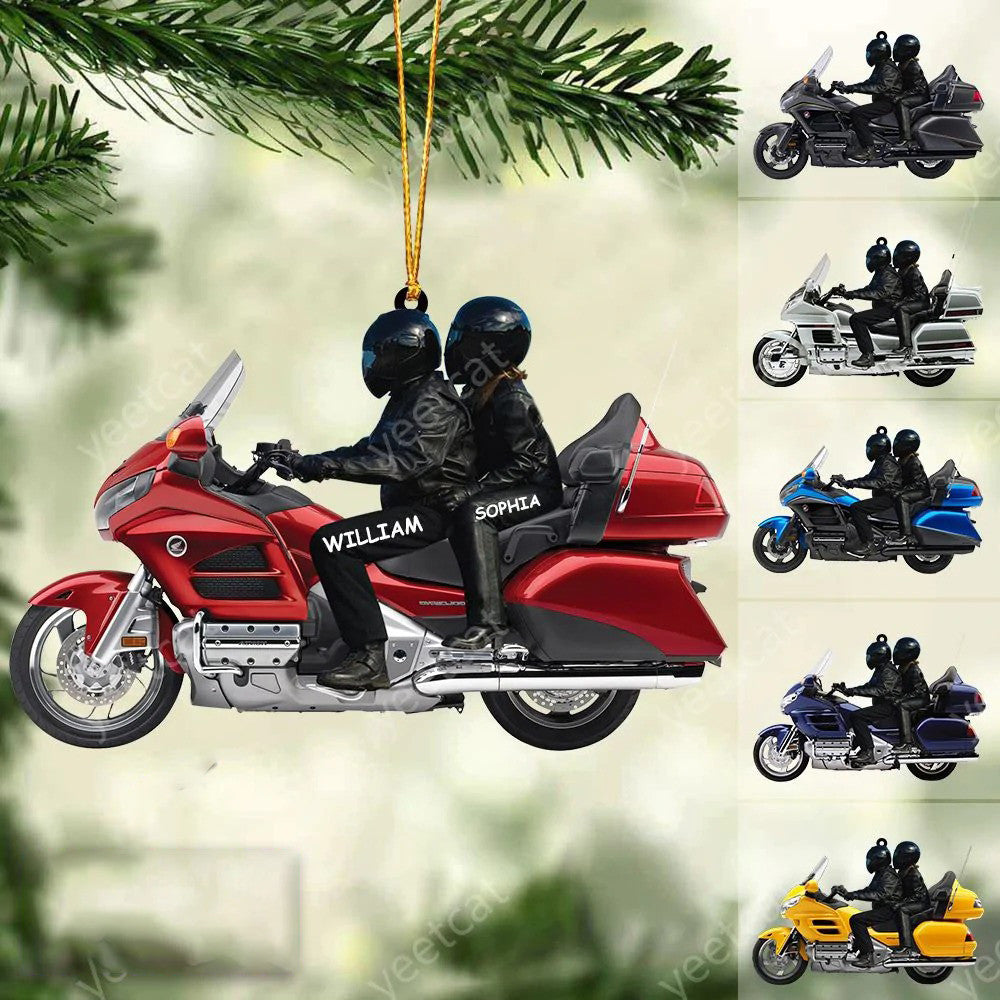 2024 New Release Personalized Biker Couple Gold Wing Motorcycle Ornament SO0671