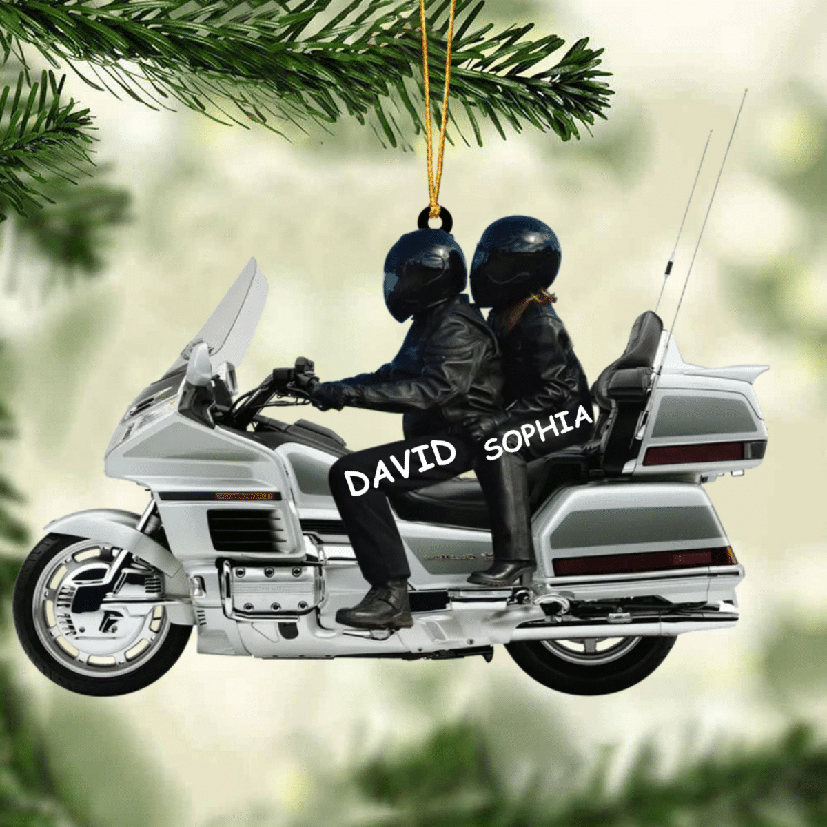 2024 New Release Personalized Biker Couple Gold Wing Motorcycle Ornament SO0671