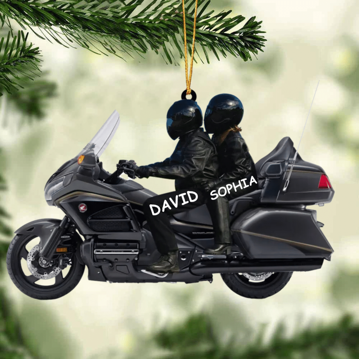 2024 New Release Personalized Biker Couple Gold Wing Motorcycle Ornament SO0671