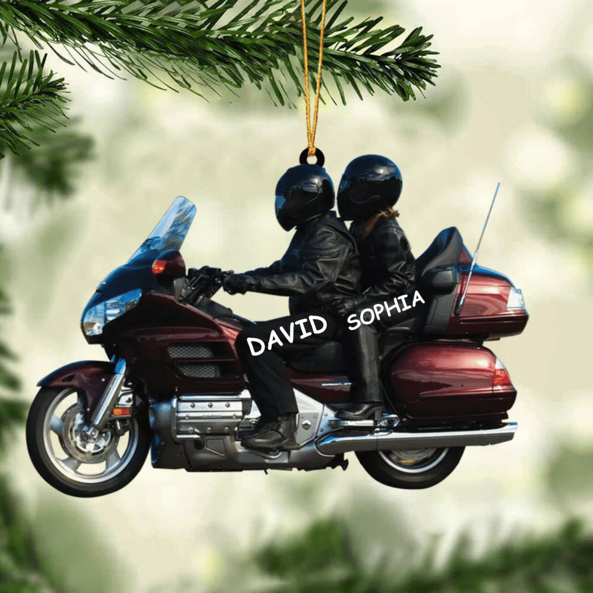 2024 New Release Personalized Biker Couple Gold Wing Motorcycle Ornament OO1379