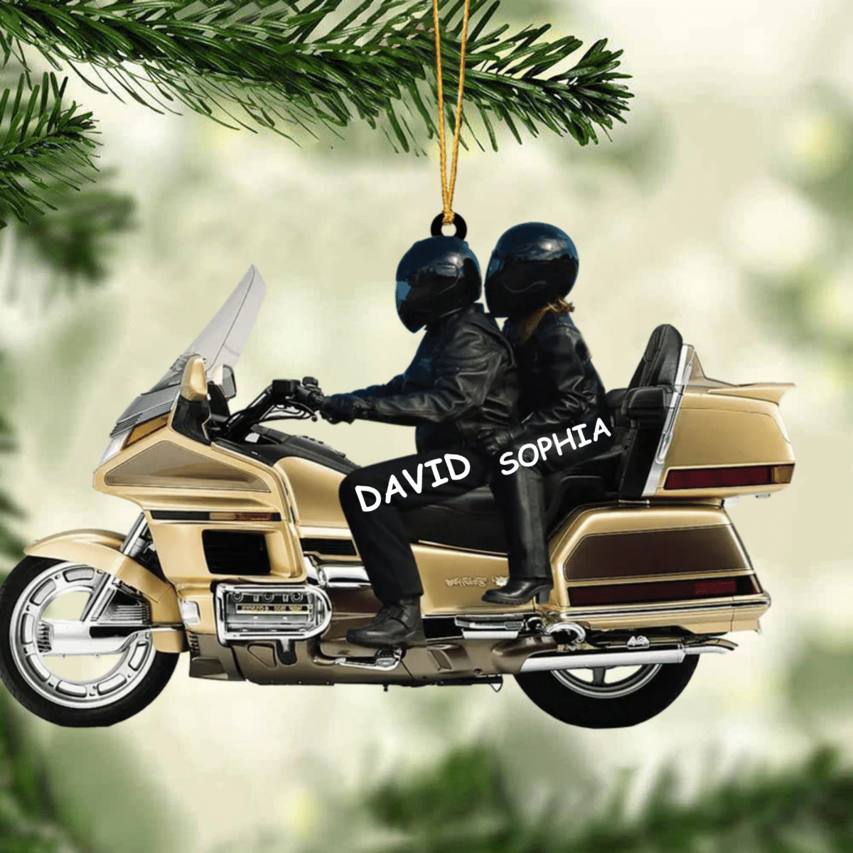 2024 New Release Personalized Biker Couple Gold Wing Motorcycle Ornament SO0671