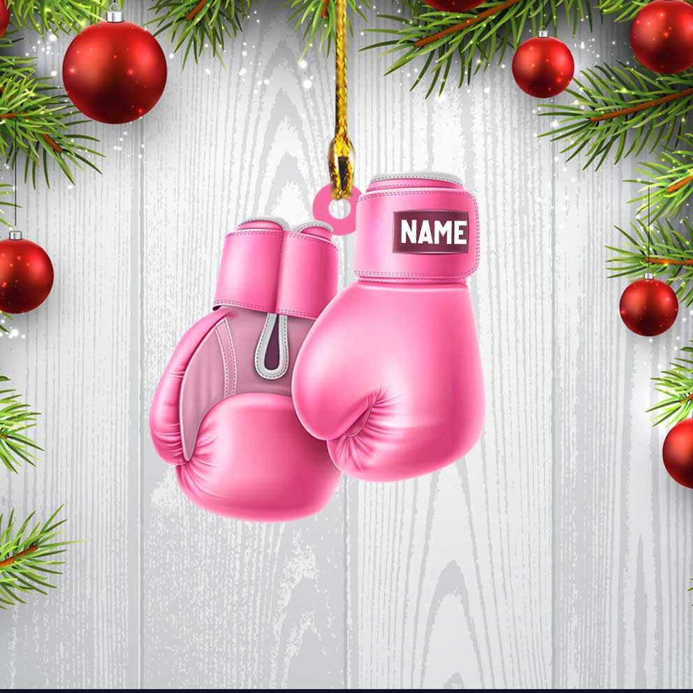 Pink Boxing Gloves - Personalized Christmas Ornament - Christmas Gifts For Breast Cancer Fighters SO1305