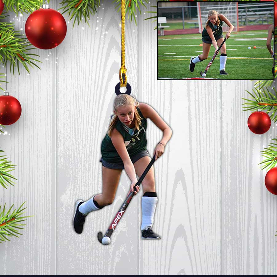 Personalized Photo Field Hockey Players Custom Shaped Hockey Ornament for Daughter, Women OO4350