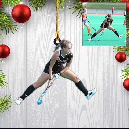 Personalized Photo Field Hockey Players Custom Shaped Hockey Ornament for Daughter, Women OO4350