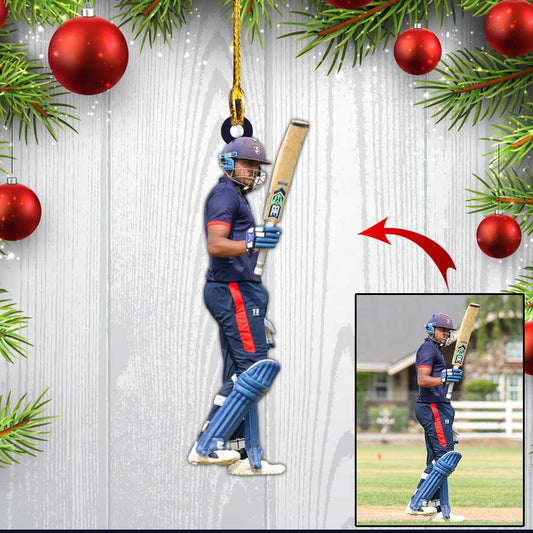 Custom Photo Cricket Players Christmas Ornament for Cricket Lovers, Gift for Man who loves Cricket OO4348