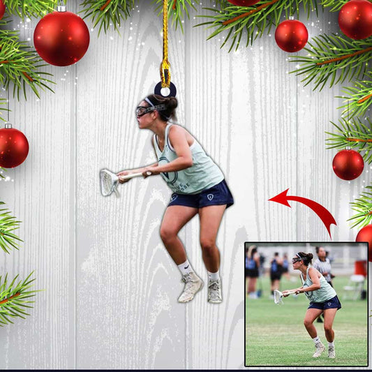Custom Photo Lacrosse Players Christmas Ornament, Lacrosse Custom Shaped Ornament for Men & Women OO4347