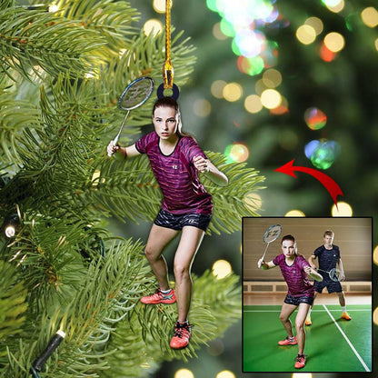 Custom Photo Badminton Players Christmas Ornament for Man and Woman Badminton Lovers OO4345