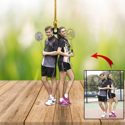 Custom Photo Badminton Players Christmas Ornament for Man and Woman Badminton Lovers OO4345