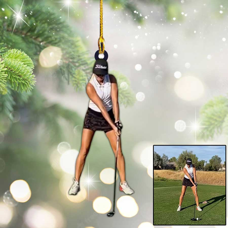 Custom Photo Golf Players Flat Christmas Ornament for Men & Women Golf Lovers OO4343