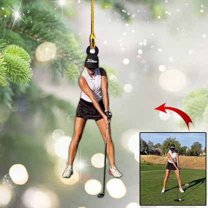 Custom Photo Golf Players Flat Christmas Ornament for Men & Women Golf Lovers OO4343