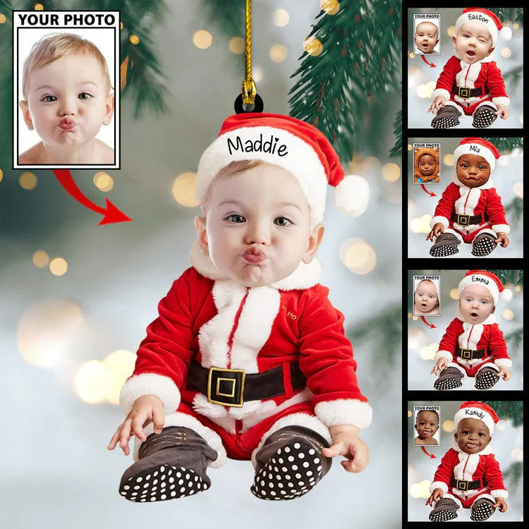 Custom Baby Face Photo First Christmas New Baby Ornament for Tree Decor, Gift for Baby OO4340