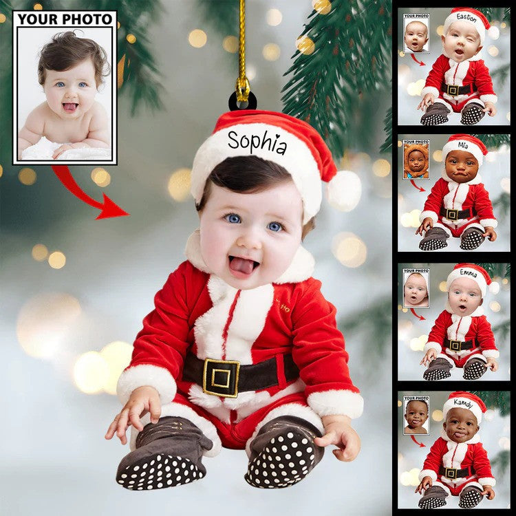 Custom Baby Face Photo First Christmas New Baby Ornament for Tree Decor, Gift for Baby OO4340