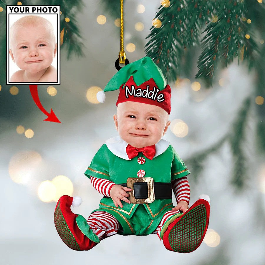 Custom Photo Baby Cartoon Boy Cute Photo With Name for Christmas Ornament OO4338