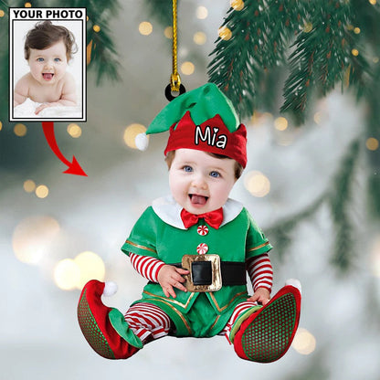 Custom Photo Baby Cartoon Boy Cute Photo With Name for Christmas Ornament OO4338