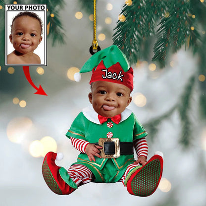 Custom Photo Baby Cartoon Boy Cute Photo With Name for Christmas Ornament OO4338