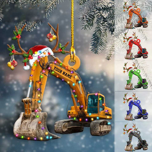 Personalized Excavator Christmas Ornament, Custom Name and full Color Excavator Ornament for Him, Dad SO0995