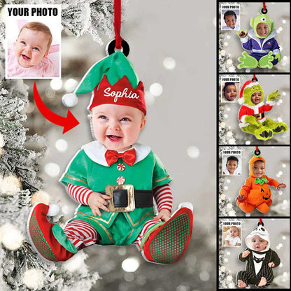 Cute Baby Ornament Custom Face Name Christmas Ornament for New Baby First Christmas OO0003