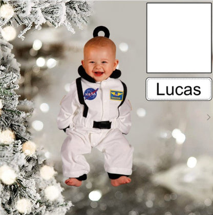 Custom Photo Funny Baby's Face Firefighter Christmas Ornament for New baby First Christmas OO0005