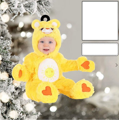 Custom Photo Funny Baby's Face Firefighter Christmas Ornament for New baby First Christmas OO0005