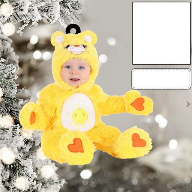 Custom Photo Funny Baby's Face Police Christmas Ornament for New baby First Christmas OO0007