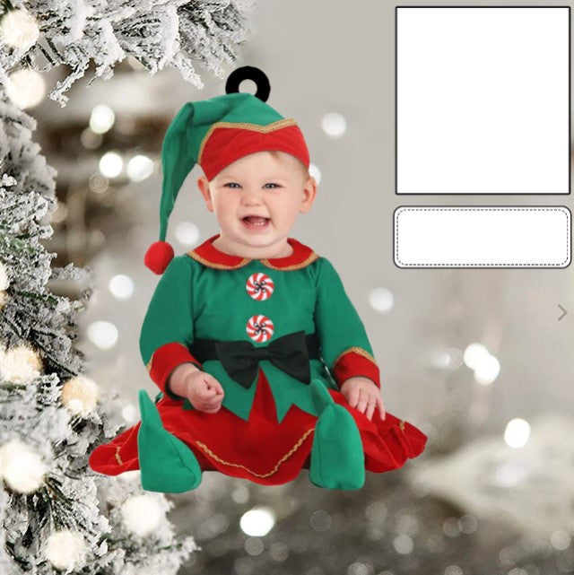 Custom Photo Funny Baby's Face Firefighter Christmas Ornament for New baby First Christmas OO0005